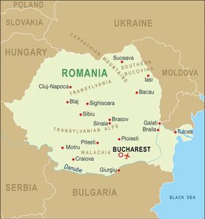 Bucharest on the Romanian Map